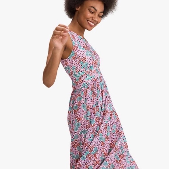 Kate Spade Sleeveless V-Neck Floral Medley Burnout Fit & Flare Midi Dress Sz 10 - Picture 3 of 15